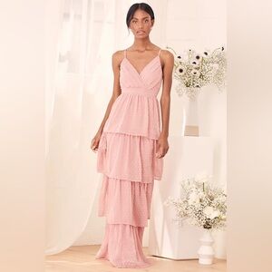 Lulu's Blush Pink Tiered Maxi Dress